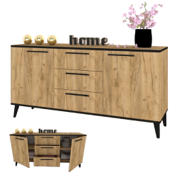 KOMODA HANA 3S CZARNE SCANDI 150