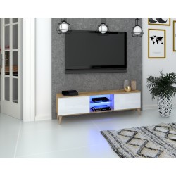 NOWOCZESNA SZAFKA RTV GLORIA Z OŚWIETLENIEM LED W STYLU SKANDYNAWSKIM