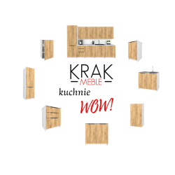 Słupek Kuchenny Stojąca Szafka Kuchenna KIRA Biała Dąb Craft 60x200cm