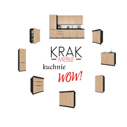 Słupek Kuchenny Stojąca Szafka Kuchenna KIRA Czarna Dąb Artisan 60x200cm