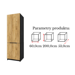 Słupek Kuchenny Stojąca Szafka Kuchenna KIRA Czarna Dąb Craft 60x200cm