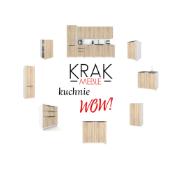 Szafka Kuchenna pod zlew Stojąca KIRA Biała Dąb Sonoma 80cm Cichy Domyk