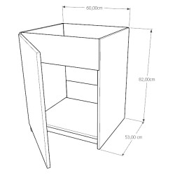 Szafka Kuchenna pod zlew Stojąca KIRA Biała Kaszmir 60cm Cichy Domyk