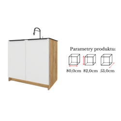 Szafka Kuchenna pod zlew Stojąca KIRA Craft Biała 80cm Cichy Domyk