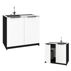Szafka Kuchenna pod zlew Stojąca KIRA Czarna Biały Mat 80cm Cichy Domyk