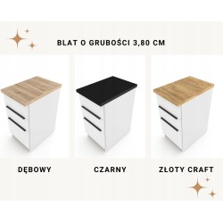 Szafka Kuchenna Stojąca Dolna KIRA Biała Artisan 60cm z blatem Cichy Domyk