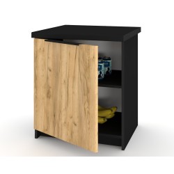 Szafka Kuchenna Stojąca Dolna KIRA Czarna Craft 60cm z blatem Cichy Domyk