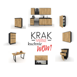 Szafka Kuchenna Stojąca Dolna KIRA Czarna Dąb Craft 40cm blat Cichy Domyk
