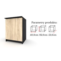 Szafka Kuchenna Stojąca Dolna KIRA Czarna Dąb Sonoma 40cm blat Cichy Domyk