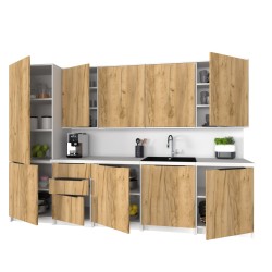 Szafka Kuchenna Szuflady Stojąca KIRA Biała Dąb Craft 60cm Cichy Domyk