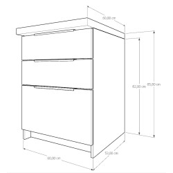 Szafka Kuchenna Szuflady Stojąca KIRA Czarna Artisan 60cm Cichy Domyk
