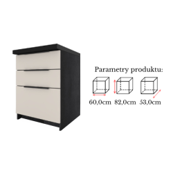 Szafka Kuchenna Szuflady Stojąca KIRA Czarna Kaszmir 60cm Cichy Domyk
