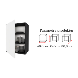 Szafka Kuchenna Wisząca Górna Premium KIRA Czarna Biała 40cm tip-on Blum