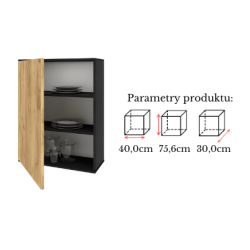 Szafka Kuchenna Wisząca Górna Premium KIRA Czarna Craft 40cm tip-on Blum