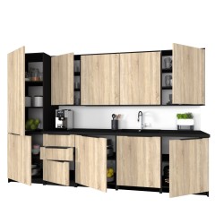 Szafka Kuchenna Wisząca Górna Premium KIRA Czarna Sonoma 50cm tip-on Blum