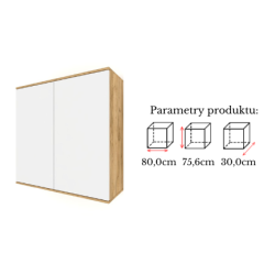 Szafka Kuchenna Wisząca Górna Premium KIRA Dąb Craft Biała 80cm tip-on Blum