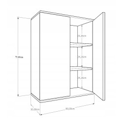 Szafka Kuchenna Wisząca KIRA Biała Dąb Craft 80cm Cichy Domyk tip-on Blum