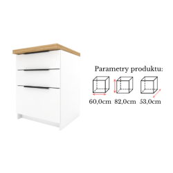 Szafka Kuchenna z Szufladami Stojąca Dolna KIRA Biała 60cm Cichy Domyk