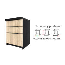 Szafka Kuchenna z Szufladami Stojąca KIRA Czarna Sonoma 60cm Cichy Domyk