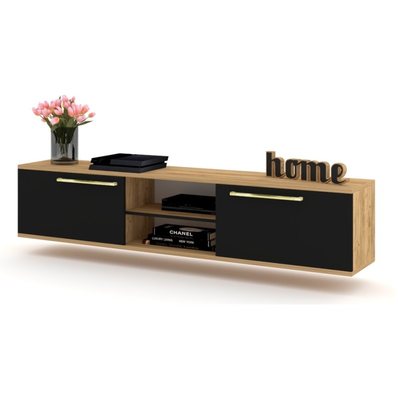 SZAFKA RTV KING BLACK ZŁOTE UCHWYTY